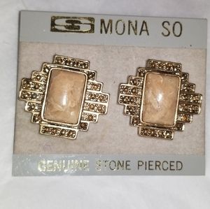 New Vintage Mona So Stone Pierced Earrings
